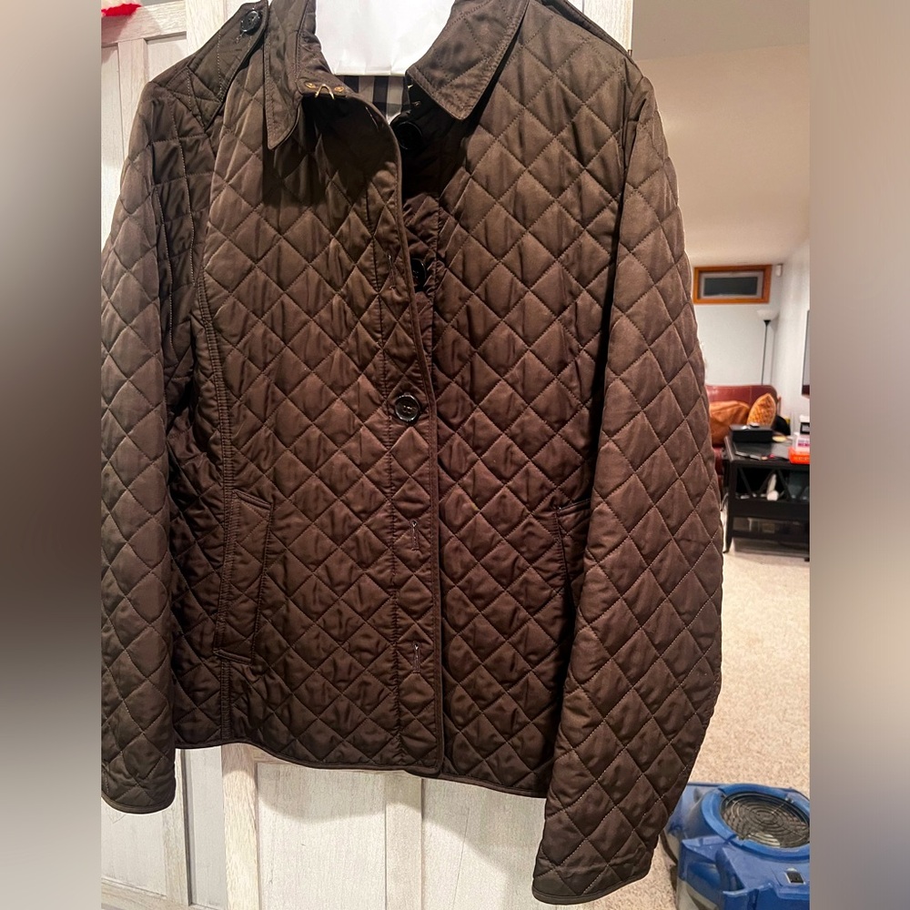Burberry classic quilted coat chocolate brown